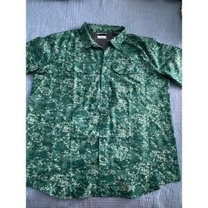 Mens Columbia Fishing Button Down Shirt Green XL
